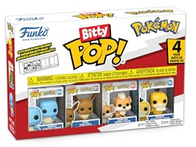 Funko Bitty POP! 4 Pack: Pokemon - Squirtle, Eevee, Growlithe, Psyduck | Offizielles Gaming Merch - Winzige Mini Figuren mit Display Regal - Tortendeko, Mitgebsel und Wichtelgeschenk