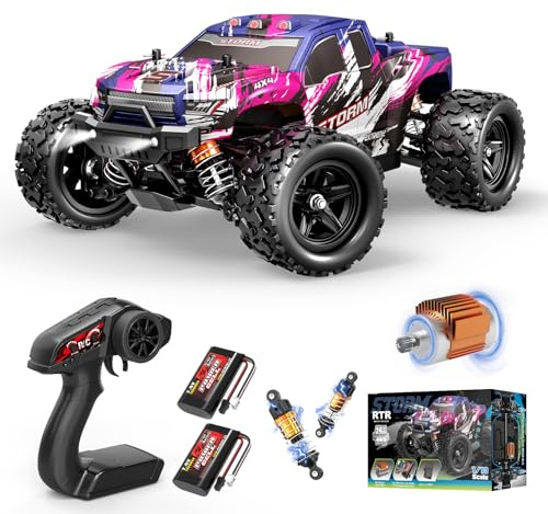 Womaqu Ferngesteuertes Auto 1:18, RC Auto 4WD 40 km/h Monstertruck | Pinkes ferngesteuertes Auto für Mädchen, 4WD Offroad RC Truck, 2,4 GHz,2 Akkus, ab 8-14 Jahren