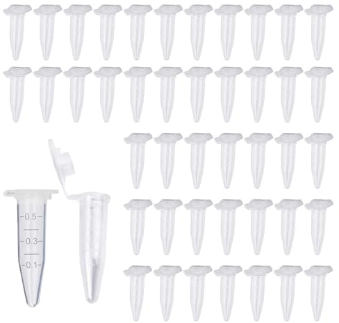HUAZIZ 500 Pièces 0.5ml Tube à Centrifuger en Plastique Conique, Micro Centrifugeuse Tubes Tubes de Laboratoire Conteneurs D'échantillons avec Snap Cap pour l'analyse d'échantillons en Laboratoire