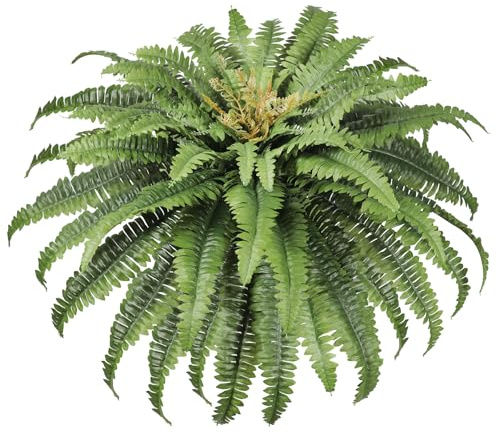 Galebeiren Artificial Ferns for Outdoors, 45 Large Faux Ferns 63 Fronds Fake Boston Fern Plant for Planter Garden Home Yards Farmhouse Decor Dark Green