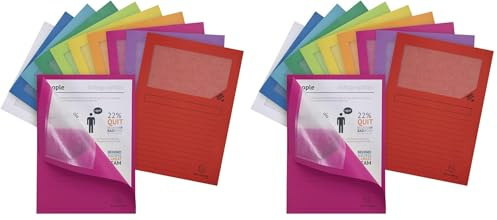 EXACOMPTA Paquet de 25 pochettes coins en carte 120g avec fenêtre, assortis vif