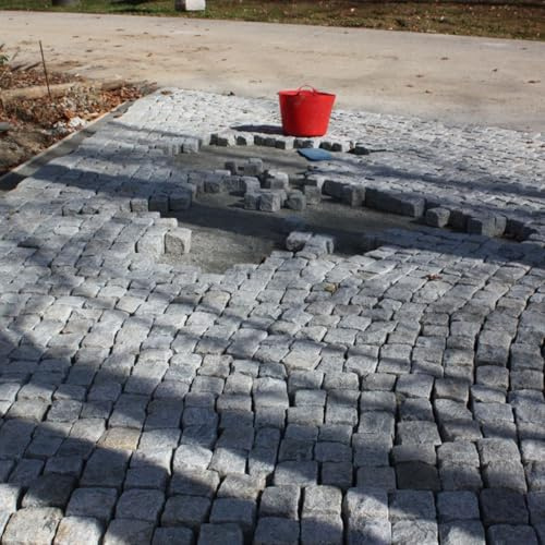Gray Granite Cobblestone (Belgian Block) Cubes – 4x4x4”+/- Average Nominal Dimensions – Durable Paving Stone for Driveways, Patios & Garden Edging – 20 Lbs - 2Pcs