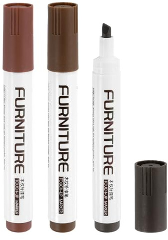 sourcing map Furniture Markers Touch Up, 3pcs Furniture Repair Kit Wood Filler Sticks Wood Markers for Scratches Wooden Floor Table Cabinet Laminate Frames, Chestnut/Coffee/Walnut