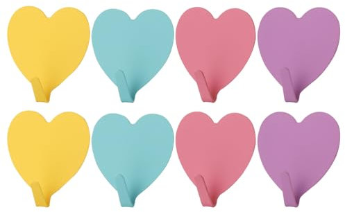 CULEO Ganci appendiabiti e portasciugamani, appendini adesivi 8 ganci adesivi in ​​acciaio inox ganci adesivi per abiti a forma di cuore adatti per casa bagno e cucina ganci per cappotti