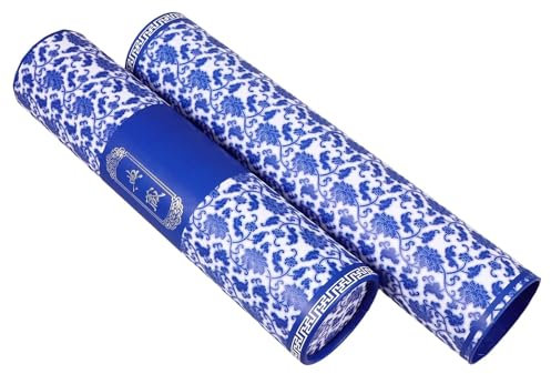 QAUUCP Transportrolle Zeichenrolle Poster Blue and White Porcelain Painting Box Mailing Tube Caps Storage Paper Scroll Holder Cylinder Artwork Calligraphy zur Aufbewahrung von Plänen