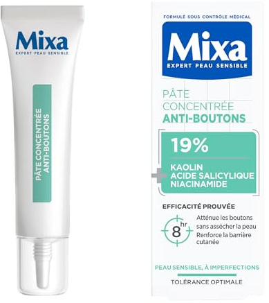 Mixa Pasta concentrata anti-brufoli, pasta anti-brufoli, mirata con niacinamide e acido salicilico, azione rapida e mirata su tutti i tipi di brufoli, adatta per pelli sensibili, 15 ml