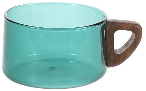 MOTHNUR Taza de Café de Vidrio Grande Capacidad Vaso Multiusos para Agua y Bebidas Diseño Elegante con Mango de Madera para Hogar y Oficina