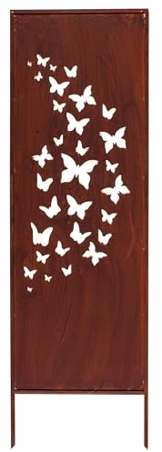 Kapaga - Sichtschutz Metall - 160x50 cm - Edelrost - Rostoptik, Patina | für Garten und Terrasse - Corten, Sichtschutzelement - Sichtschutzwand - Gartendekoration Zaun - Rost (Schmetterlinge)