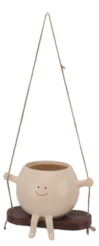 Eacam Maceta de Cara de Columpio única, su Encantadora Maceta Colgante de Resina con Cuerda para Plantas suculentas. Diseño Exquisito, Adecuado para Uso Interior y Exterior. Crear