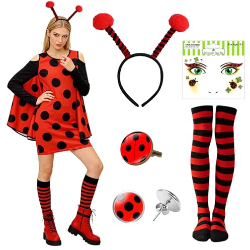 CHMMY Disfraz de Abeja Mujer Adulto, Disfraz Abeja Mujer de Carnaval con Trajes de Abejas, Guantes, Calcetines, Pendientes, Gafas, Pegatinas de Abeja para Cosplay Carnaval Fiesta