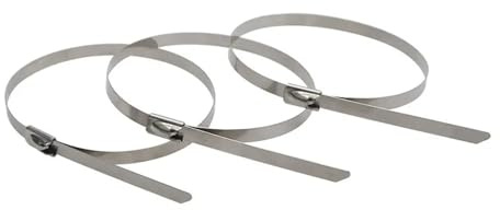 Bridas de acero inoxidable, 50 bridas de acero inoxidable para cables de bloqueo multiusos, bridas de metal de 8 mm, cierre de metal, cierre de escape, revestimiento de escape (8 mm x 400 mm)