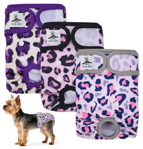 UFO PET Dog Period Heat Pants for Season Incontinence, Super Absorbent Washable Dog Puppy Nappies Female X Small, Doggy Knickers for Season 3 Pack