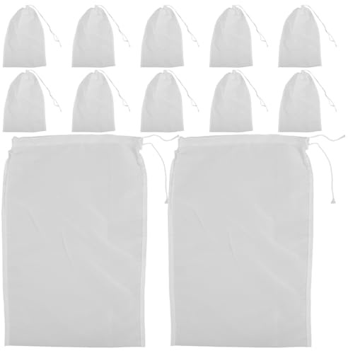 DOITOOL Lot de 20 sachets réutilisables pour lait de noix : sachets en nylon pour fromage, passoire à 100 mailles, sachet filtrant pour jus, lait de noix, yaourt, café, beurre, tofu, 20 x 30 cm