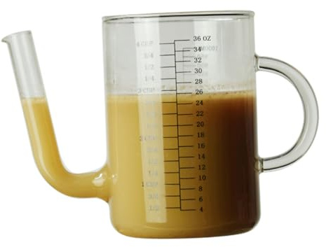 Angoily Hervidor de Aceite con Filtro y Medidor de 1000 Ml Jarra de Vidrio Resistente al Calor para Zumos y Bebidas Frías Recipiente Apto para Uso Alimentario y Uso Doméstico