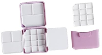 Allayu Färgpall för barn, gouacheblandningsbricka, organiserad förvaring, designad för konstentusiaster och kreativa projekt, färgpalettbricka för akrylmålning, professionell, Rosa, 7.3x7x2.5 cm