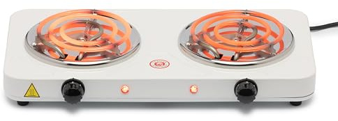 Wynwood Placa De Cocina Eléctrica Portátil Arcturus Doble 140mm 2500W Hornillo Eléctrico Sobremesa Compacto Con Luz Indicadora Cocina Auxiliar Para Camping Oficina Apartamento Pequeño