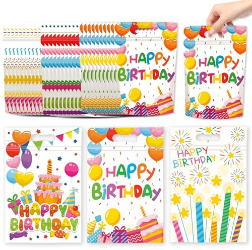 50 bolsas de regalo de cumpleaños, bolsas de regalo