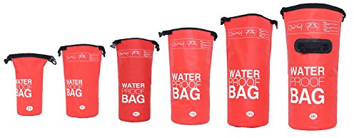 DonDon Dry Bag wasserdichte Tasche 2l, 5l, 10l, 15l, 20l, 30l Pack-Sack Beutel mit Schultergurt - rot 5 Liter