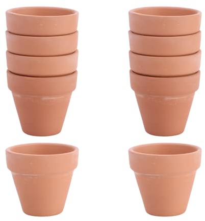 BESTOMZ Mini-Pflanztöpfe aus Ton, Keramikblumentöpfe für die Anzucht von Kakteen, Blumen, Sukkulenten, ideal für Pflanzen, Kunsthandwerk und Hochzeitsgeschenk, 10 Stück, siehe abbildung, 2.2x2inch