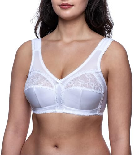 frugue Reggiseno Senza Ferretto Taglie Forti Contenitivo Pizzo Donna Bianco IT 5D