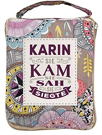 History & Heraldry Design Top Lady Tasche: Karin/Einkaufstasche, Strandtasche, Sporttasche, Blumenmuster/vielseitig, praktisch, personalisiert mit Name und Spruch