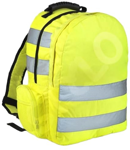 Hi Vis Viz Backpack Work Rucksack High Visibility Safety Lightweight Reflective Stripe Strap Cycling Hiking Walking Sports Gym School College Bags Back Pack