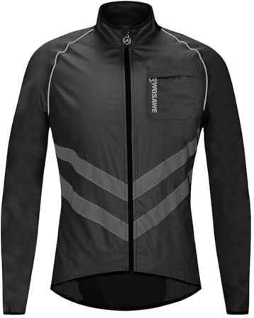 WOSAWE Veste Haute visibilité Hommes Coupe-Vent Ultraléger Respirant Gilet Réfléchissant avec Poches pour Course à Pied ou Vélo (BL218 Noir L)