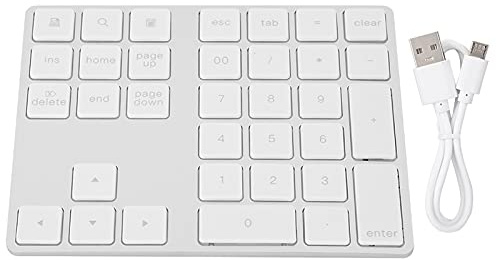 Lazmin Mini Teclado numérico inalámbrico de 34 Teclas, Teclado numérico Ultrafino Recargable con Bluetooth Teclado pequeño para Mac OS iOS, Android