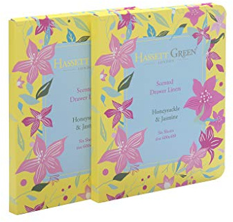 Hassett Green London - Geißblatt & Jasmin duftende Schubladeneinlagen – 2 Packungen mit 6 Blättern Größe 600 x 400 mm (Doppelpack)