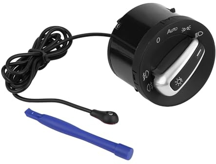 Scheinwerfer Schalter lichtschalter mit Lichtsensor Modul, Aramox Auto Scheinwerferlampen Steuerungsschalter Lichtsensor Modul für MK5 MK6 ABS Kunststoff Schwarz | Automatikscheinwerfer, 3 Modi, Batterieschutz, Speicherfunktion, Plug-and-Play, 2004-2013