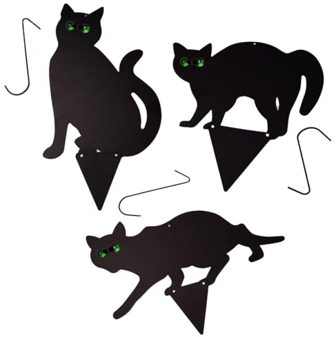 DIVCHI 3Pack Black Cat Silhouette for Garden - Cats Scarer with Marble Eyes - Harmless Bird Deterrent, Fox Repellent, Rodent Repeller - Decorative, Weatherproof, Silent, Ecological