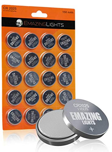 EmazingLights CR2025 Battery 3 Volt Lithium Coin Cell 3V Button Batteries (20 Pack)