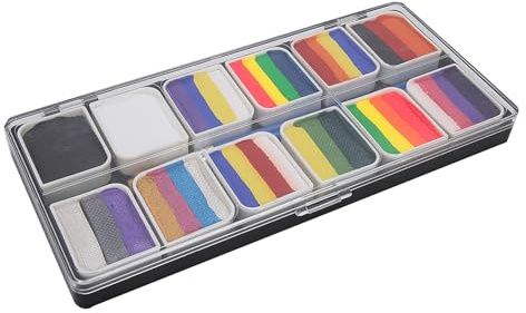 Professionale Face Body Paint Pigment 12 colori a base d'acqua Body Art Face Paint Kit Halloween Party Cosplay Fancy Makeup Palette Set con 2 pennelli
