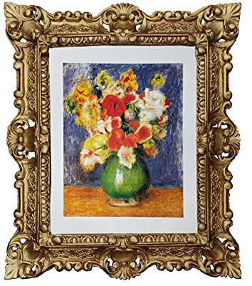 Väggbild blomvas blommor pierre-augusti bild barockram 45 x 38 cm guld
