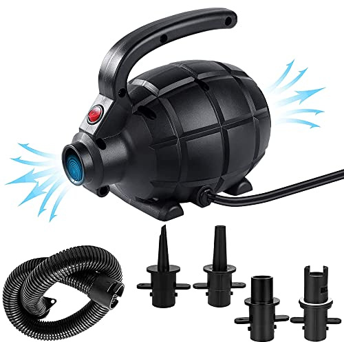 Foreverup Elektrisk pump för luftmadrass, 600 W elektrisk luftpump med 4 munstycken, bärbar luftmadrasspump elektrisk för simringar, luftmadrasser, slangbåtar, poolleksaker