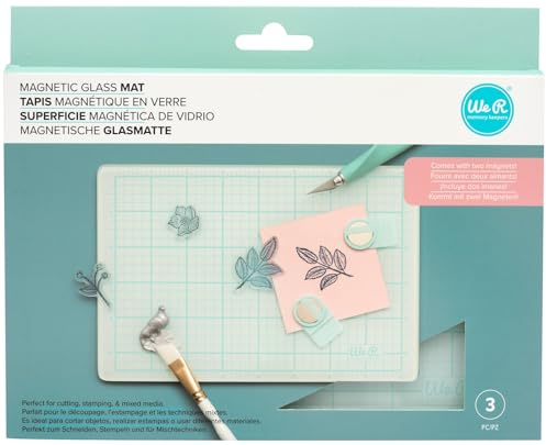 We R Memory Keepers Magnetic Glass Crafting Mat 9x6 - Heavy Duty, Perfect for Cutting, Paint Mixing, Scrapbooking, Crafts, and More