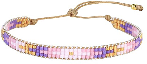 KELITCH Chic Punk Strang Perlen Armbänder Gemischte Farben Wickelarmband Handgeflochtener Verstellbares Armreif Für Damen