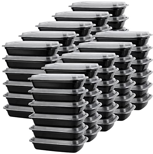 SINJEUN Boîtes à Repas en Plastique 60 Packs 750 ML - Contenants Alimentaires Réutilisables Sans BPA Couvercles Empilables