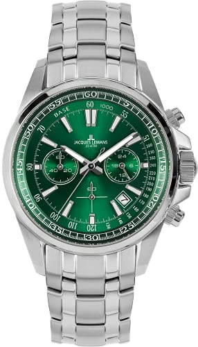 JACQUES LEMANS Herrenuhr Chronograph Ziffernblatt mit Sonnenschliff 1-2117L