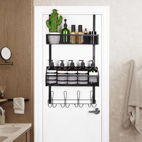 ENONCI Porte manteau pour porte 15 crochets de Porte suspension pour 2 organisateur d'étagère avec support de rangement pour panier en maille, crochets de porte pour suspendre les manteaux