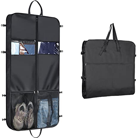 Univivi Groß Kleidersack Anzug Herren, Kleidersäcke mit 5 Reißverschluss Taschen, Kleidersack Kurz mit Verstellbaren Tragegriff, Kleidersack mit Schuhfach, Kleidersack Anzug Reise Wasserdicht