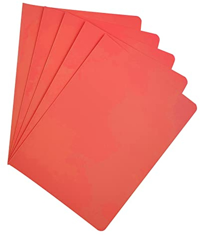 Raylu Paper® - Pack de 25 Subcarpetas de cartulina para documentos, colores vivos. Carpetas de cartulina kraft gruesa de 200g (Rojo, A4)