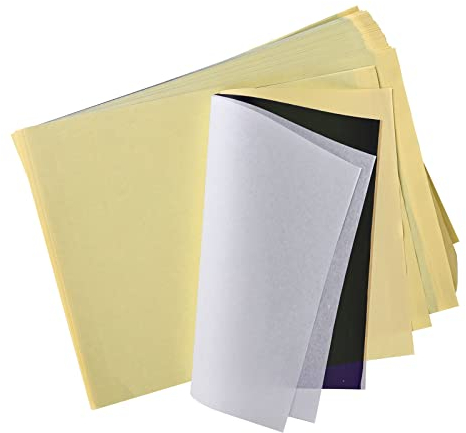 Tattoo Transferpapier, 100 Blatt Tattoo Papier A4 Kohlepapier Tattoo Zubehör Stencil Papier Tattoo Matrizenpapier Tattoo Thermoschablonenpapier Carbon Thermokopierpapier für Freihändig Thermodrucker