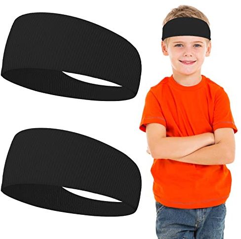 WLLHYF 2 diademas deportivas de 14.5 pulgadas para niños, elásticas, transpirables, absorbentes, para fútbol, entrenamiento que absorben el sudor, para niños, niñas, baloncesto, correr, ejercicio