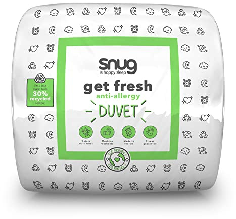 Snug Get Fresh Anti Allergy Duvet - 10.5 Tog Hypoallergenic Duvet Quilt with Anti Allergy Fibres and Eco Friendly Materials for All Seasons - Machine Washable – King Size – 225x220cm
