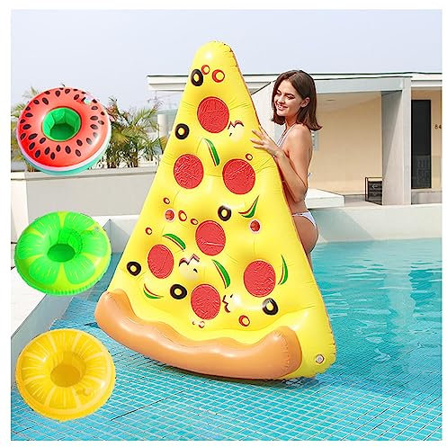 JUNZAI WasserhäNgematte Erwachsene, Pizza Luftmatratze Pool, Mit 3/6 GeträNkehaltern Luftmatratze Wasser Erwachsene FüR Kinder Und Erwachsene,1PCS