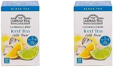 Ahmad Tea Lemon & Lime Cold Brew | Black Tea - 20 Teabag Sachets (Pack of 2)