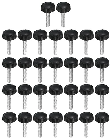 PATIKIL M4 x 20 mm räfflad tumskruv, 30 paket manlig rund gänga åtdragning skruvar handknappar handtag bultar monteringsfästen för belysning möbler hårdvara svart