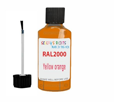 SCOOBYS PAINTS BACK IN THE MIX Anti Rust Direct to Metal Paint Protection prevents Corrosion indoor & Outdoor gloss Finish (30ML Tester Bottle, RAL2000 Yellow orange)