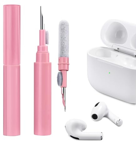 ICARER Clean Kit für AirPods Pro 3 2 1/AirPod 4-1 Kopfhörer Reinigungs Rosa | 3 in 1 Multifunktions Kopfhörer Reinigungsset Werkzeug Weiche Bürste, Beflockungsschwamm, iPhone Kamera Tastatur